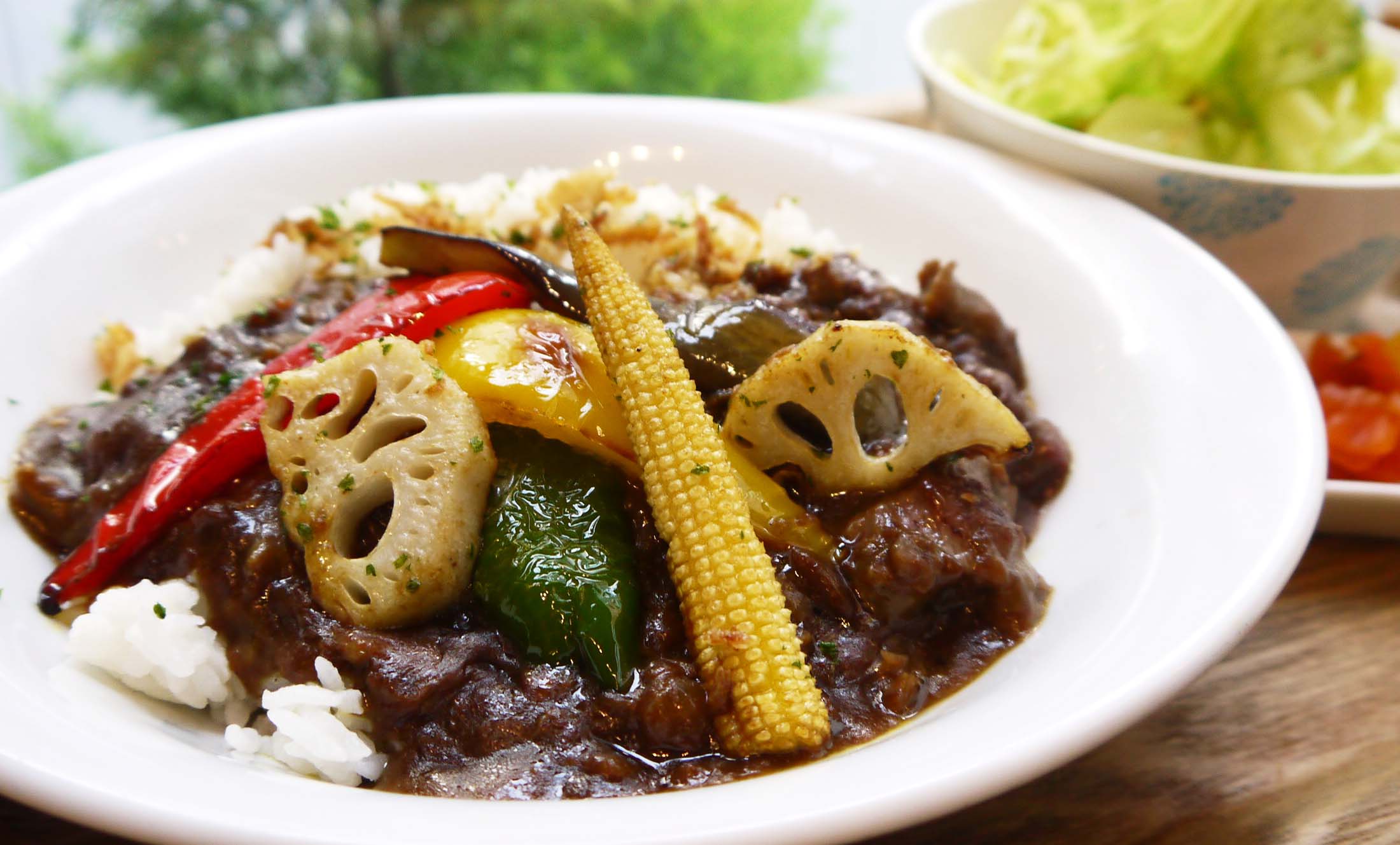 Beef curry with colorful vegetables